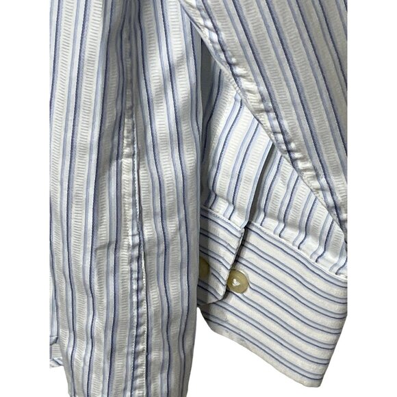 Tommy Bahama Mens Large Long Sleeve Stripe Button Down Shirt Blue White - Picture 6 of 12
